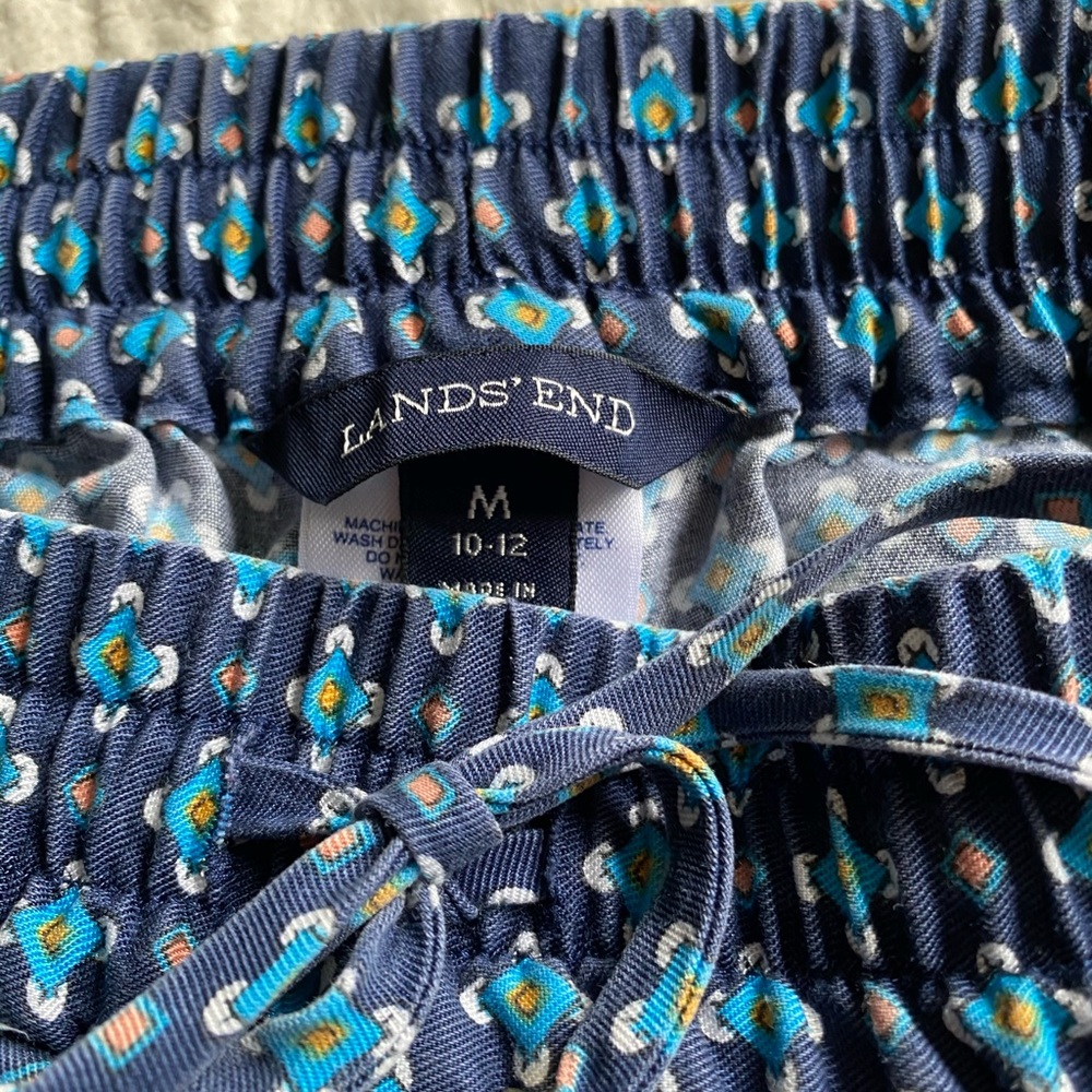 Pattern ankle blue pants